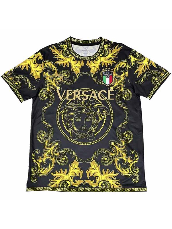 Italia maglia pre-partita Versace maglia da allenamento speciale uniforme da calcio abbigliamento sportivo da uomo giallo e nero gilet sportivo 2025-2026